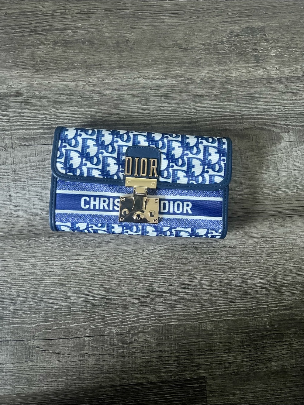Christian Dior Blue Logo Canvas Wallet